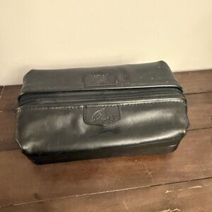 Vintage Dopp Black Genuine Leather Travel Toiletry Bag